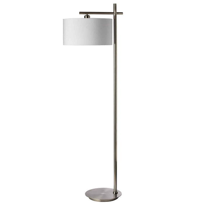 1 Light Floor Lamp - Satin Chrome Finish - White Shade