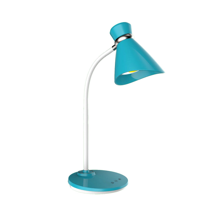 LED Table Lamp - 6W - White Finish - Blue/White Shade