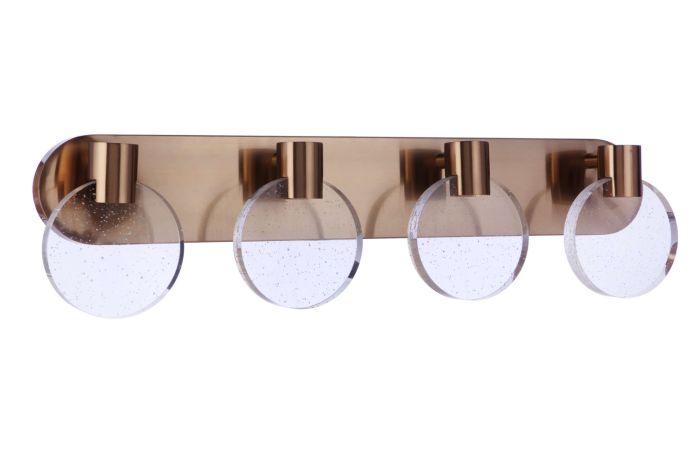 Glisten 4 Light LED Vanity in Satin Brass