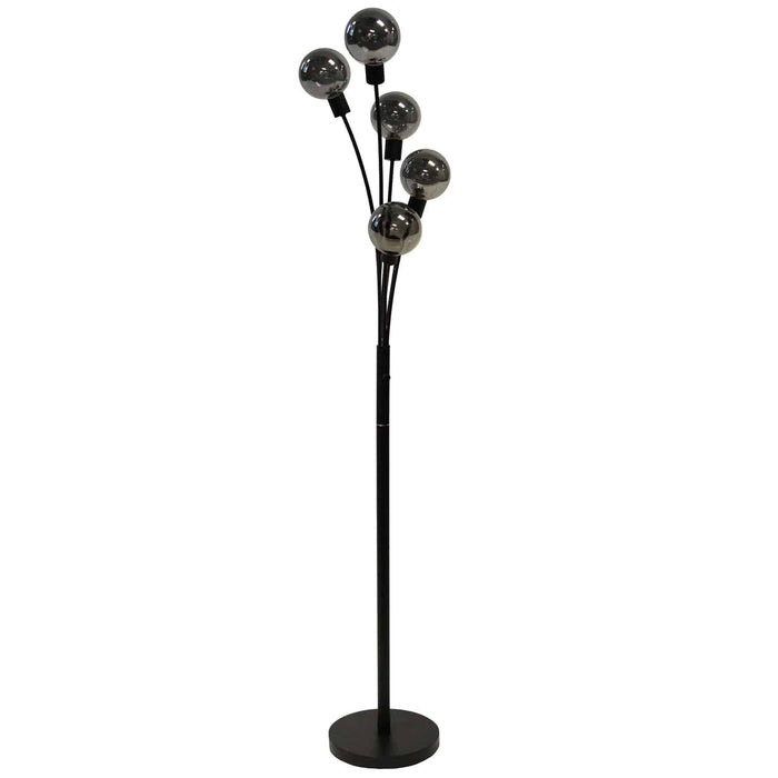 Budding Branch 5 Light Floor Lamp - Black Finish - Smoked Glass