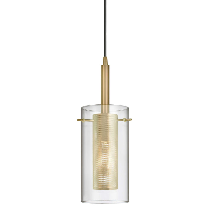 Percy 1 Light Pendant - Aged Brass Finish - Clear Glass