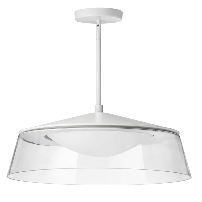 Crawford LED Pendant - 35W - Matte White Finish - Clear Glass