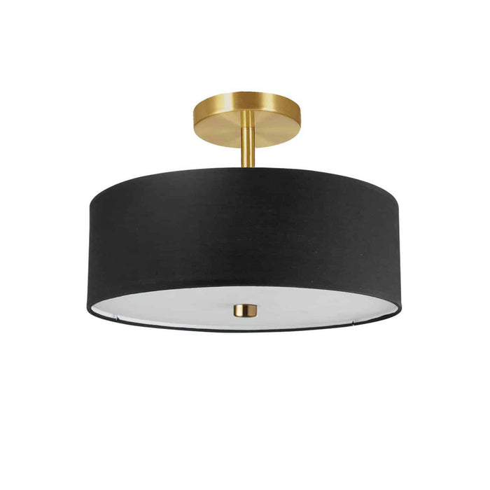 Everly 3 Light Semi-Flush Mount - Aged Brass - Black Shade