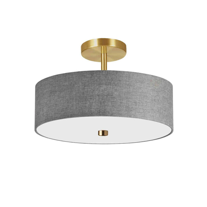 Everly 3 Light Semi-Flush Mount - Aged Brass - Grey Shade