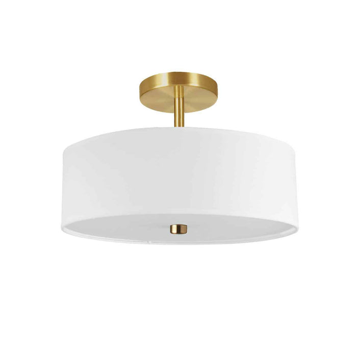 Everly 3 Light Semi-Flush Mount - Aged Brass - White Shade