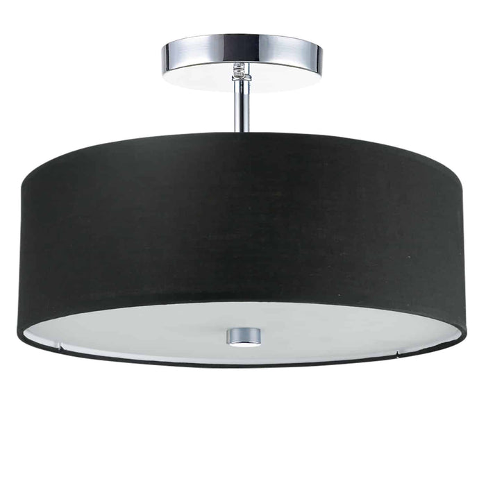 Everly 3 Light Semi-Flush Mount - Polished Chrome Finish - Black Shade