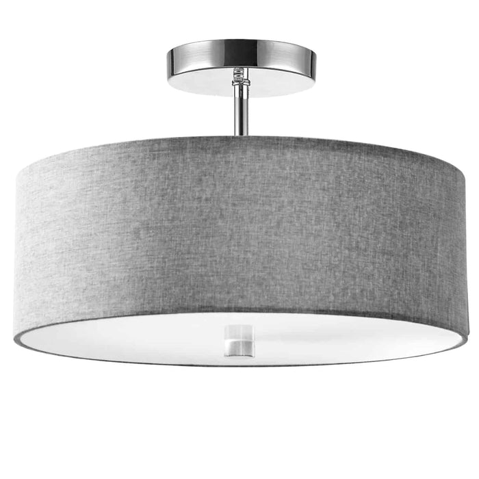 Everly 3 Light Semi-Flush Mount - Polished Chrome Finish - Grey Shade