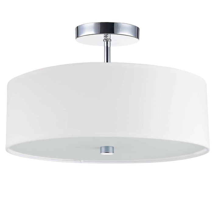 Everly 3 Light Semi-Flush Mount - Polished Chrome Finish - White Shade