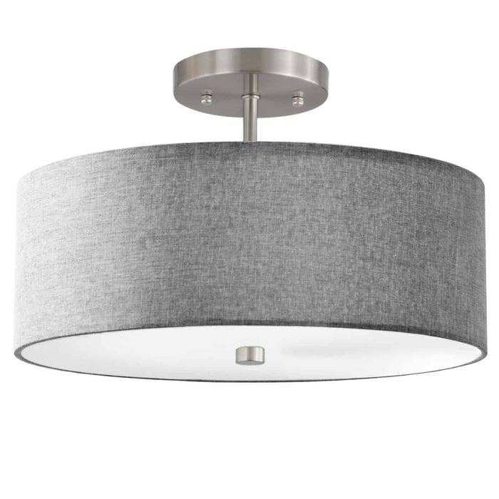 Everly 3 Light Semi-Flush Mount - Satin Chrome Finish - Grey Shade