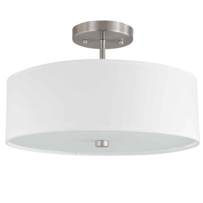 Everly 3 Light Semi-Flush Mount - Satin Chrome Finish - White Shade