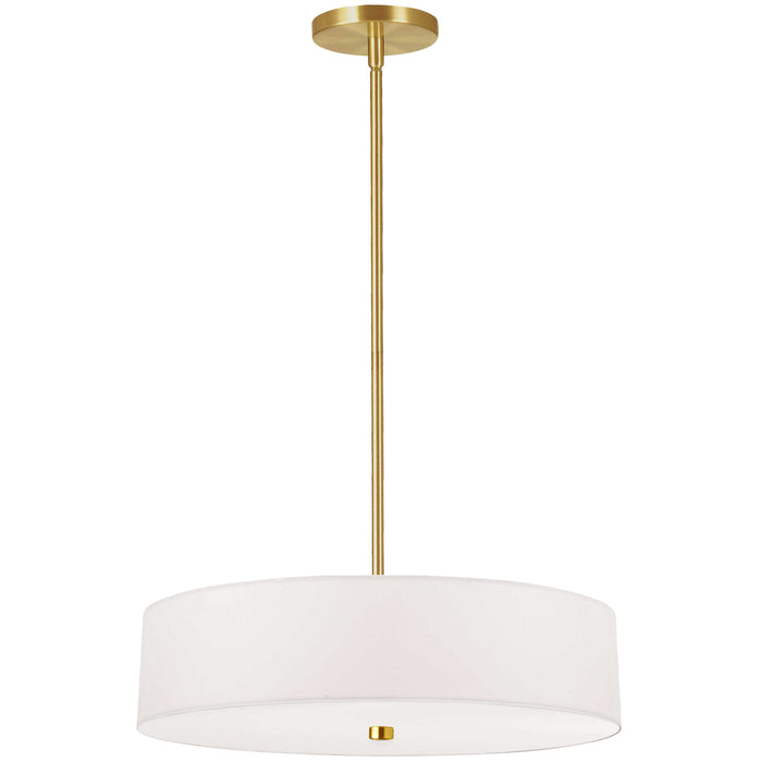 Everly 4 Light Pendant - Aged Brass Finish - White Shade