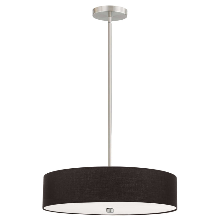 Everly 4 Light Pendant - Satin Chrome Finish - Black Shade