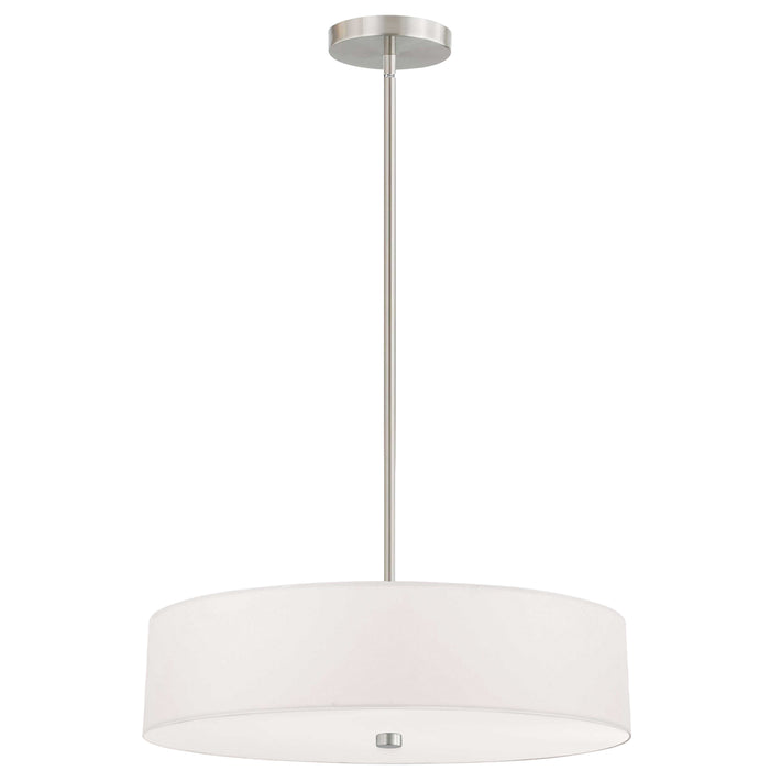 Everly 4 Light Pendant - Satin Chrome Finish - White Shade