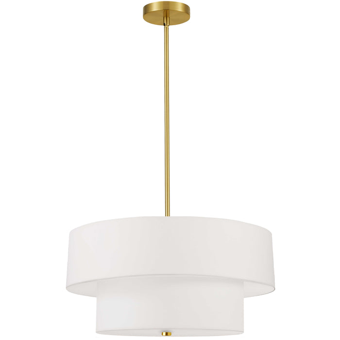 Everly 4 Light 2 Tier Pendant - Aged Brass Finish - White Shade