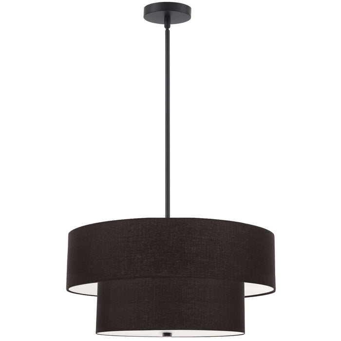 Everly 4 Light 2 Tier Pendant - Matte Black Finish - Black Shade