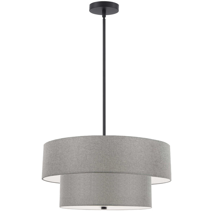 Everly 4 Light 2 Tier Pendant - Matte Black Finish - Grey Shade