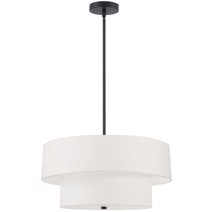 Everly 4 Light 2 Tier Pendant - Matte Black Finish - White Shade