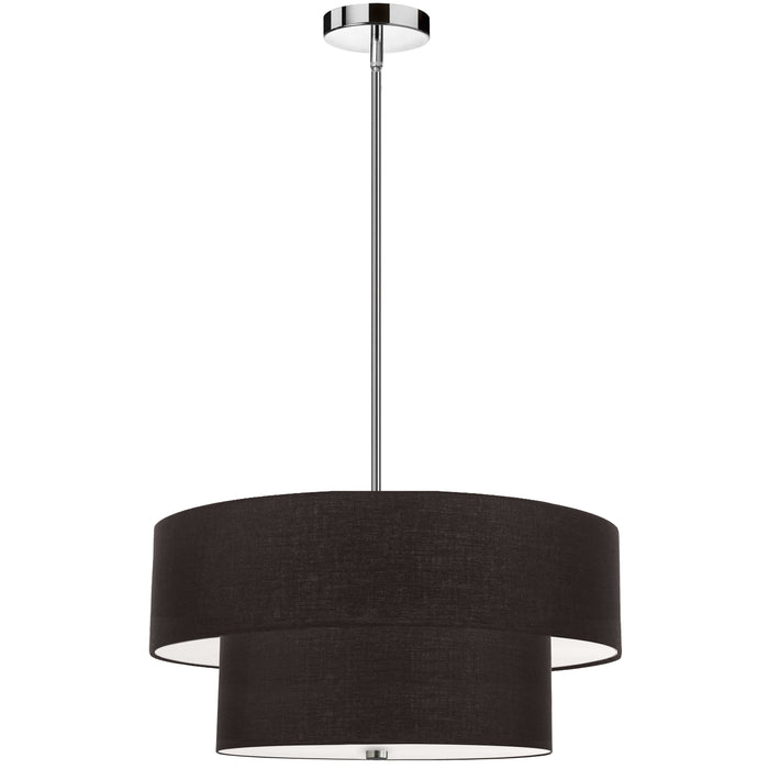 Everly 4 Light 2 Tier Pendant - Polished Chrome Finish - Black Shade