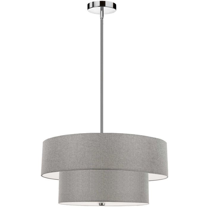 Everly 4 Light 2 Tier Pendant - Polished Chrome Finish - Grey Shade