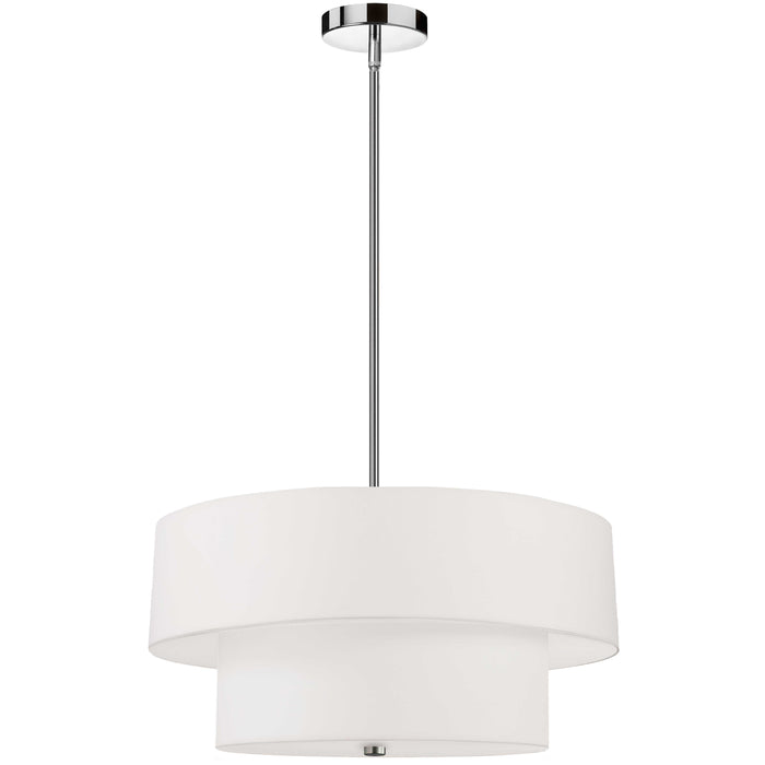 Everly 4 Light 2 Tier Pendant - Polished Chrome Finish - White Shade