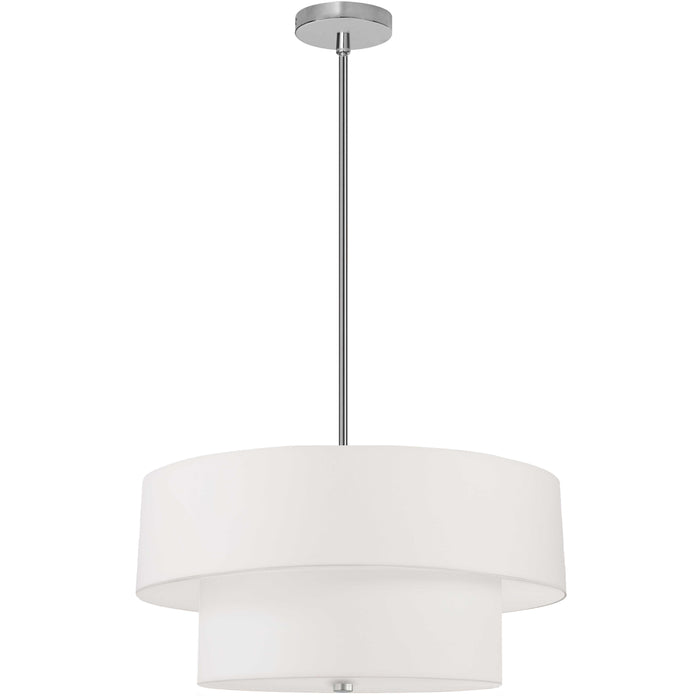 Everly 4 Light 2 Tier Pendant - Satin Chrome Finish - White Shade