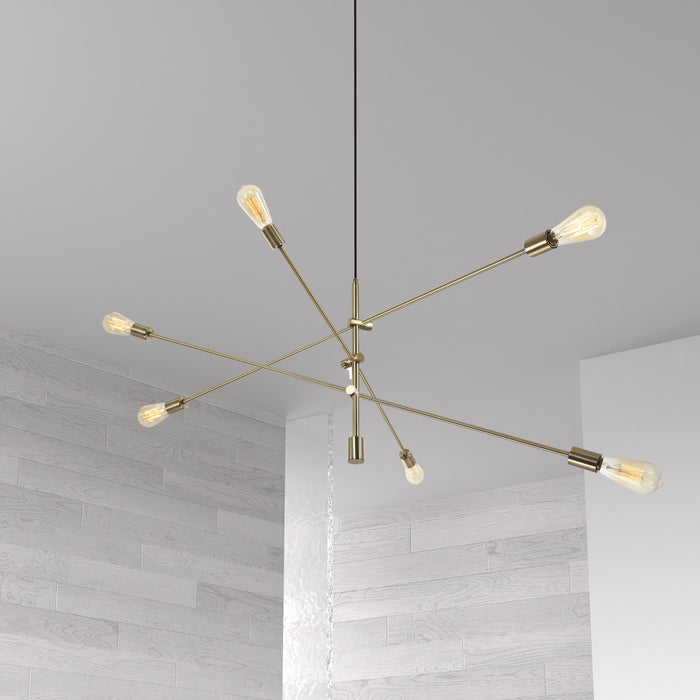 Alexa 6 Light Adjustable Pendant - Aged Brass Finish