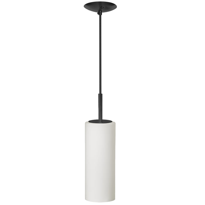 Paza 1 Light Pendant - Matte Black Finish - White Glass