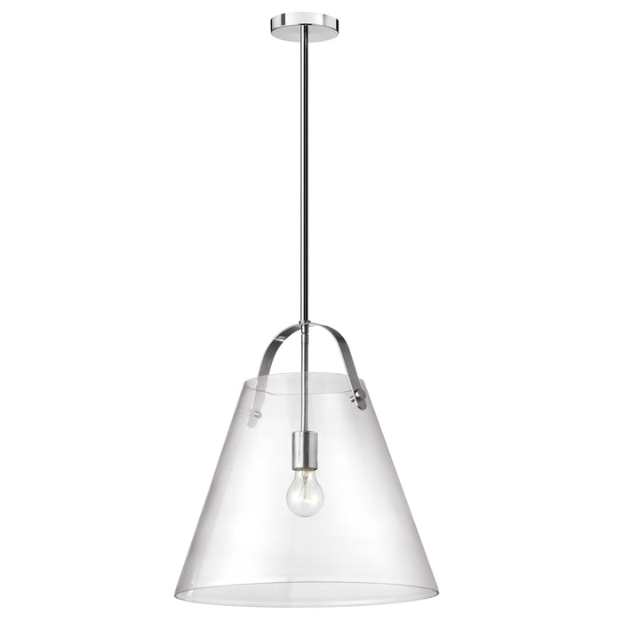 Polly 1 Light Pendant - Large - Polished Chrome - Clear Glass