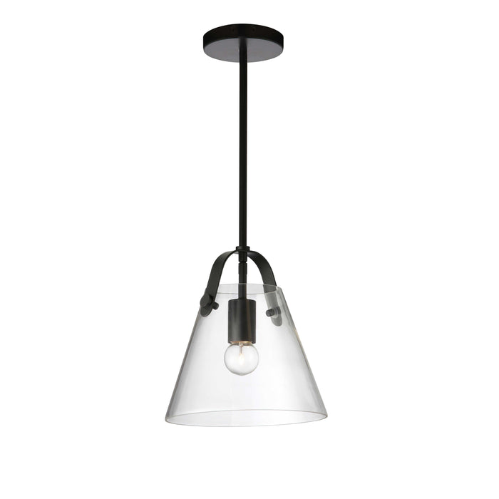 Polly 1 Light Pendant - Small - Matte Black - Clear Glass