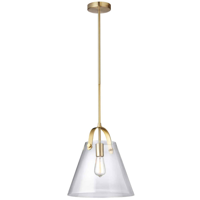 Polly 1 Light Pendant - Medium - Aged Brass Finish - Clear Glass