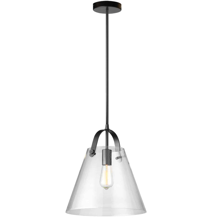 Polly 1 Light Pendant - Medium - Matte Black Finish - Clear Glass