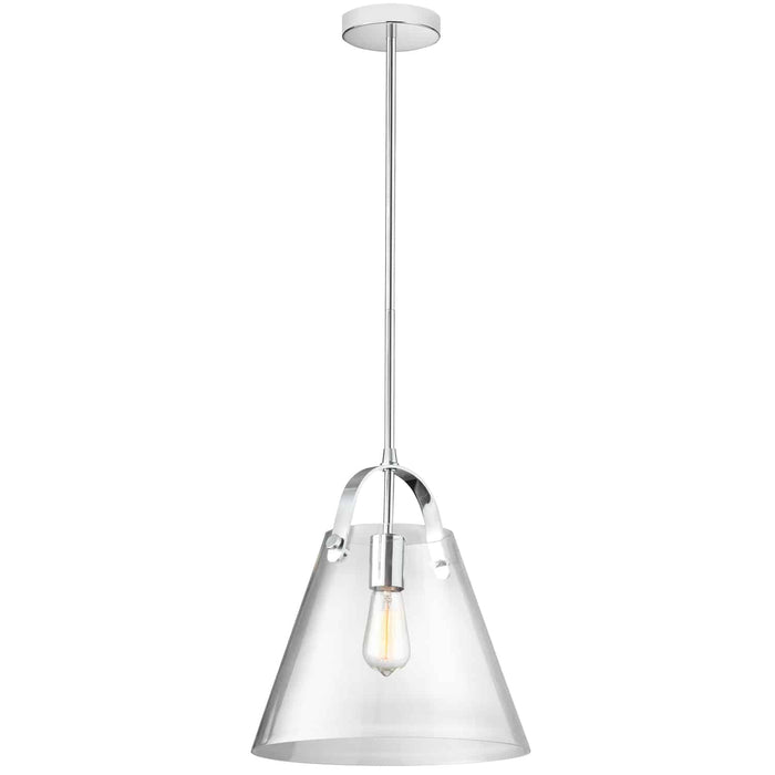 Polly 1 Light Pendant - Medium - Polished Chrome Finish - Clear Glass