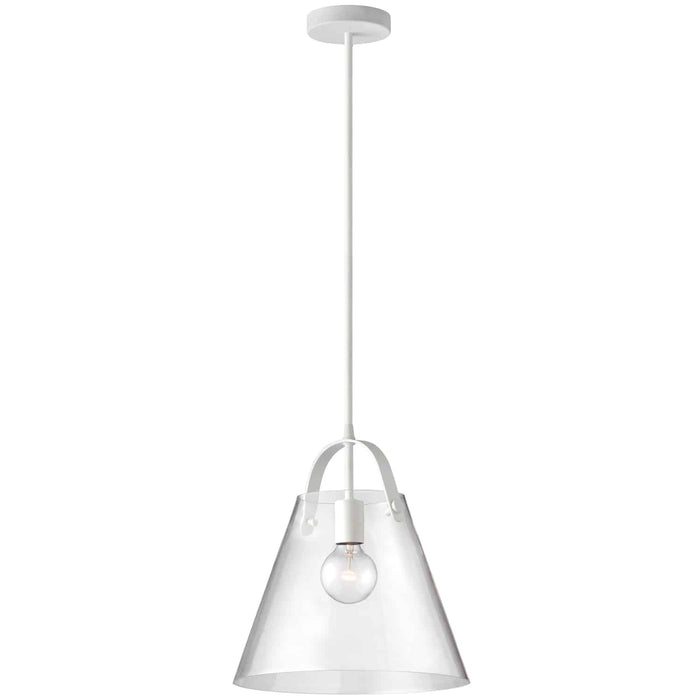 Polly 1 Light Pendant - Medium - Matte White Finish - Clear Glass