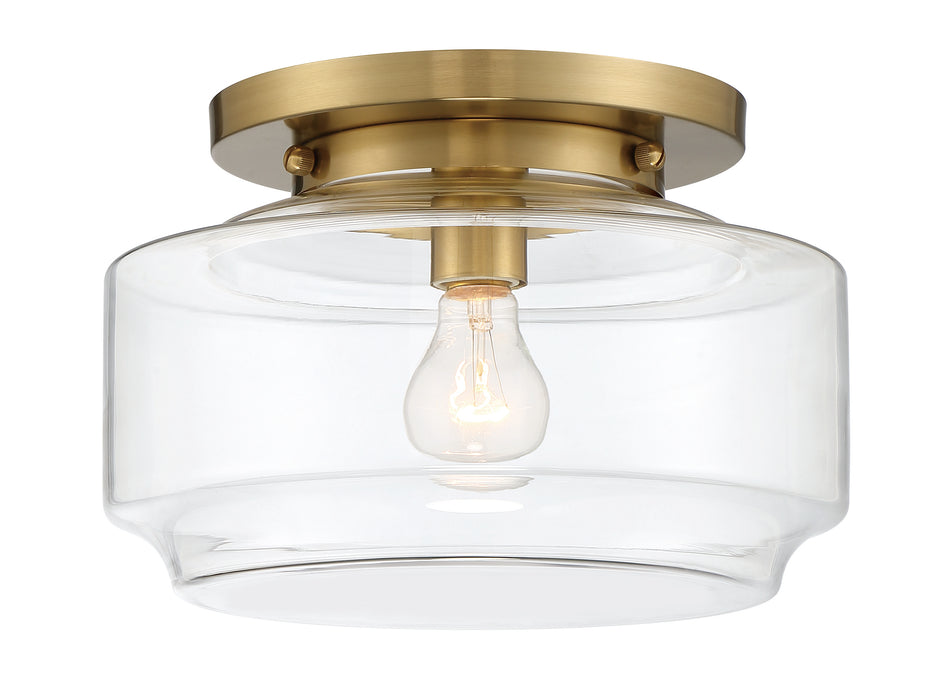 Peri 1 Light 12" Flushmount in Satin Brass