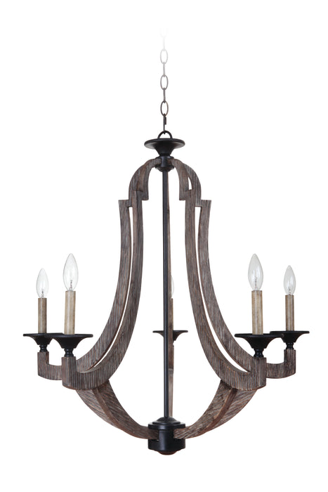 Winton 5 Light Chandelier in Weathered Pine/Bronze