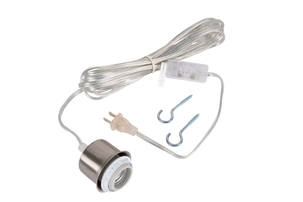 Swag Hardware Kit 15' Silver Cord w/Socket in Brushed Polished Nickel ...