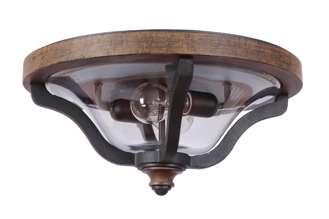 Ashwood 2 Light Outdoor Flushmount in Textured Black/Whiskey Barrel