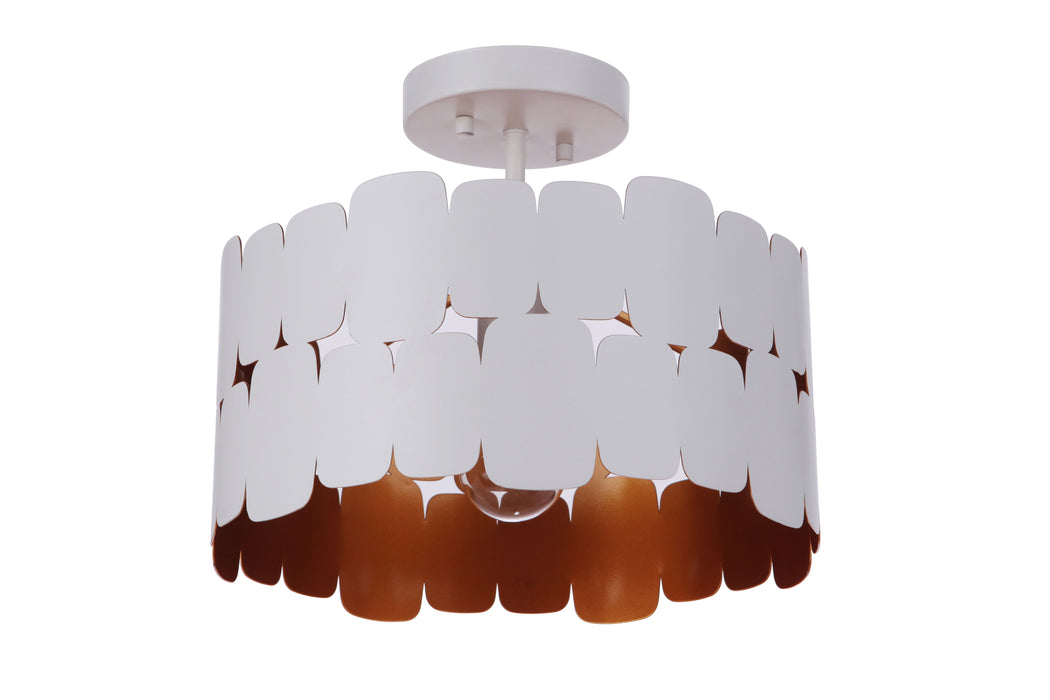 Sabrina 1 Light Convertible Semi Flush in Matte White/Gold Luster