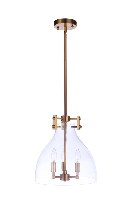 Chardonnay 3 Light Pendant in Satin Brass