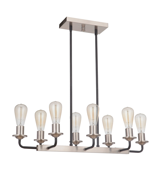 Randolph 8 Light Island in Flat Black/Brushed Polished Nickel