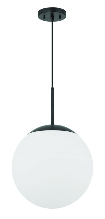 Gaze 14" 1 Light Round Pendant in Flat Black, White Glass