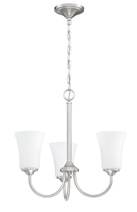 Gwyneth 3 Light Chandelier in Brushed Polished Nickel (White Glass)