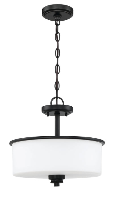 Bolden 2 Light Convertible Semi Flush in Flat Black (White Glass)