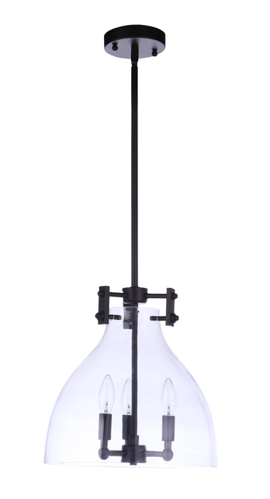 Chardonnay 3 Light Pendant in Flat Black