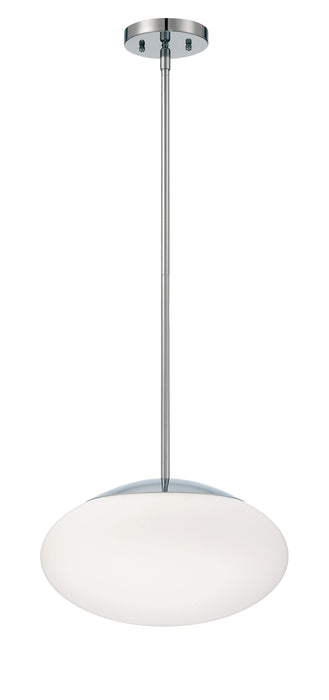 Gaze 1 Light 14" Pendant in Chrome (White Glass)