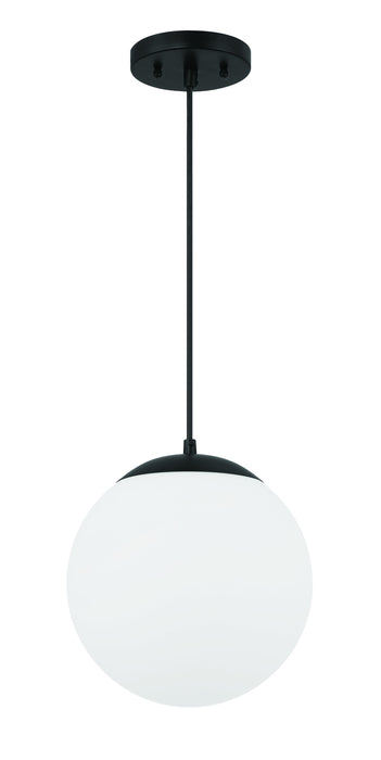 Gaze 10" 1 Light Pendant in Flat Black, White Glass