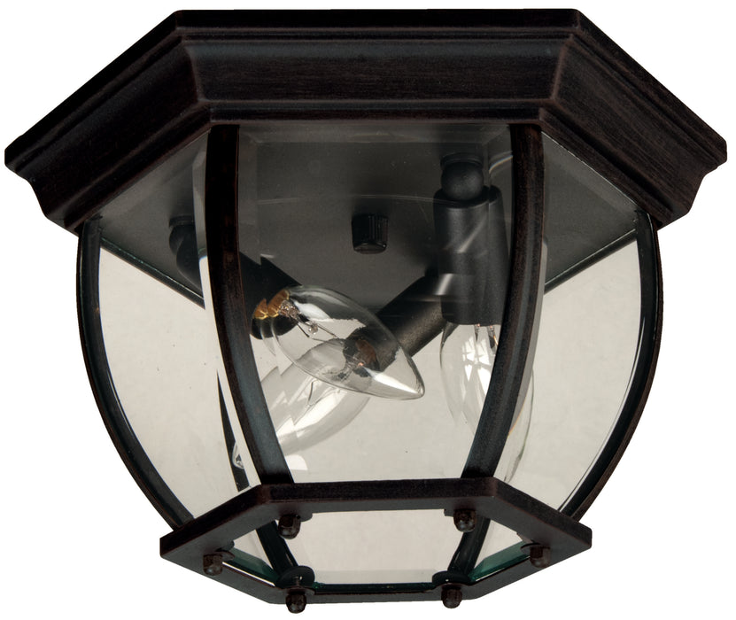 Bent Glass 3 Light Outdoor Flushmount in Textured Black