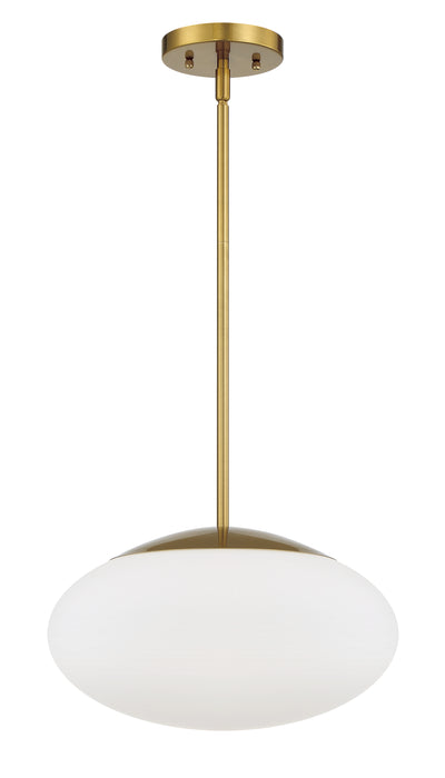 Gaze 1 Light 14" Pendant in Satin Brass (White Glass)