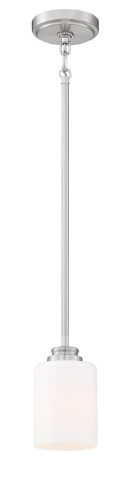 Bolden 1 Light Mini Pendant in Brushed Polished Nickel (White Glass)