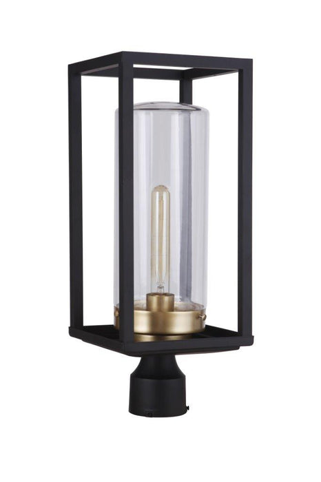 Neo 1 Light Outdoor Post Lantern in Midnight/Satin Brass